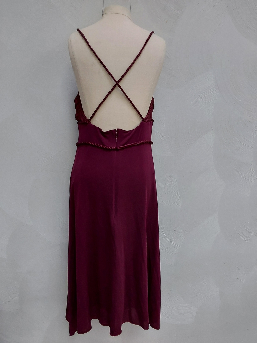 Bebe  Dancing Girl Slip Dress Burgundy Small Low Rope Back - Picture 4 of 8